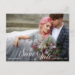 Foto Save the Date mit Burgund, rosa Blume Ankündigungspostkarte