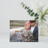 Foto Save the Date mit Burgund, rosa Blume Ankündigungspostkarte (Stehend Vorderseite)