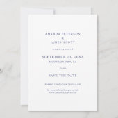 Foto Save the Date mit EleganBlue Typografie (Rückseite)