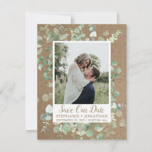 Foto Save the Date mit grünem Eukalyptus-Rahmen