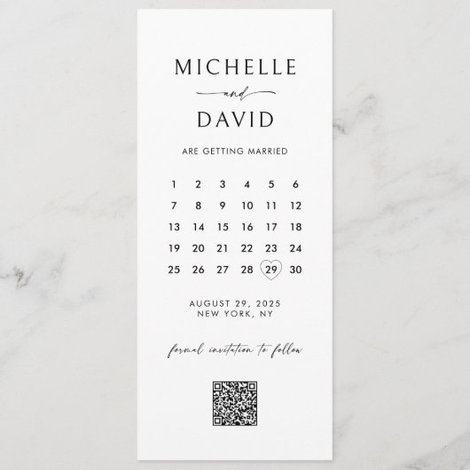 Foto Save the Date mit Kalender Programm (Rückseite)