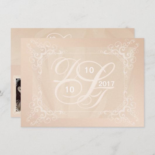Foto Save the Date mit Monogramm bluten Einladung (Vorne/Hinten)