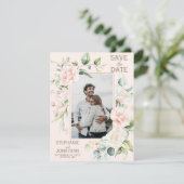 Foto Save the Date mit Rosa Rose (Stehend Vorderseite)
