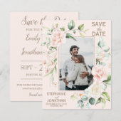 Foto Save the Date mit Rosa Rose (Vorne/Hinten)