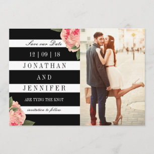 Foto Save the Date mit schwarzen und weißen Streif