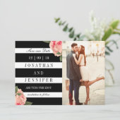 Foto Save the Date mit schwarzen und weißen Streif (Stehend Vorderseite)