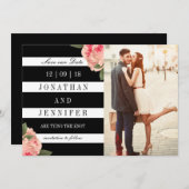 Foto Save the Date mit schwarzen und weißen Streif (Vorne/Hinten)