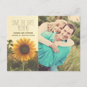 Foto Save the Date mit Sonnenblumen Ankündigungspostkarte