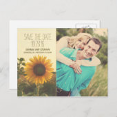 Foto Save the Date mit Sonnenblumen Ankündigungspostkarte (Vorne/Hinten)
