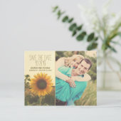 Foto Save the Date mit Sonnenblumen Ankündigungspostkarte (Stehend Vorderseite)