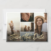 Foto Save the Date Moderne Gold Script Typografie Magneteinladung (Vorderseite)