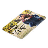 Foto Save the Date Moderne Pinselschrift Magnet (Linke Seite)
