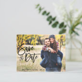 Foto Save the Date Moderne Pinselschrift Postkarte (Stehend Vorderseite)