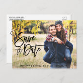 Foto Save the Date Moderne Pinselschrift Postkarte (Vorne/Hinten)