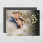Foto Save the Date Modernes, elegantes Gold Script Postkarte (Vorne/Hinten)