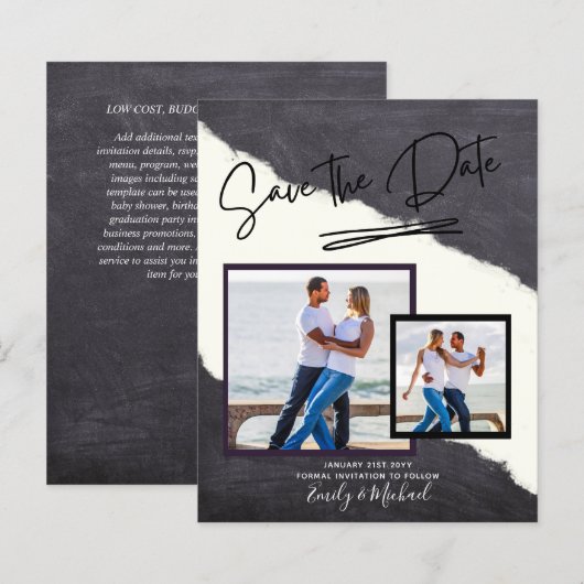 FOTO Save the Date - Modernes, handgeschriebenes S (Vorne/Hinten)