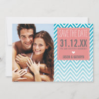 FOTO SAVE THE DATE ombre Zickzack türkisfarbene Ko