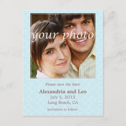 Foto Save the Date Postkarte - Aqua (Vorderseite)