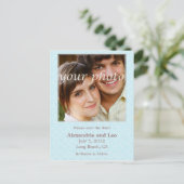Foto Save the Date Postkarte - Aqua (Stehend Vorderseite)
