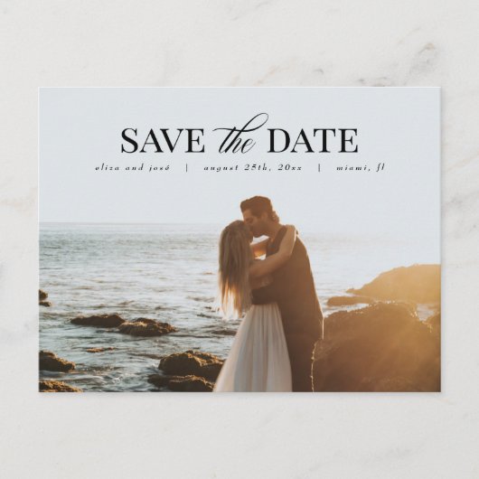 Foto Save the Date Postkarte, Elegant Postkarte (Vorderseite)