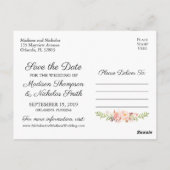 Foto Save the Date Postkarten Rustikal rosa Blume (Rückseite)