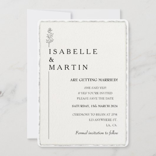 Foto Save the Date QR-Code an der Kante geklemmt H Einladung (Vorderseite)