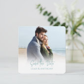 Foto Save the Date QR-Code Beach Sand Dollar (Stehend Vorderseite)