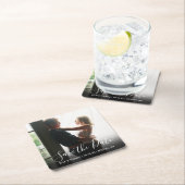 Foto Save the Date Rechteckiger Pappuntersetzer (Vor Ort)