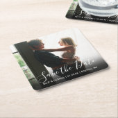 Foto Save the Date Rechteckiger Pappuntersetzer (angewinkelt)