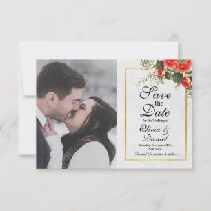 Foto Save the Date Red Gold Weihnachtsfeier