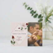 Foto Save the Date Rose Rosa und Wein Postkarte (Stehend Vorderseite)