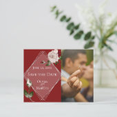 Foto Save the Date Rose Wein und Rot Postkarte (Stehend Vorderseite)