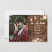 Foto Save the Date Rustic Jar Wood Floral Einladun (Vorderseite)