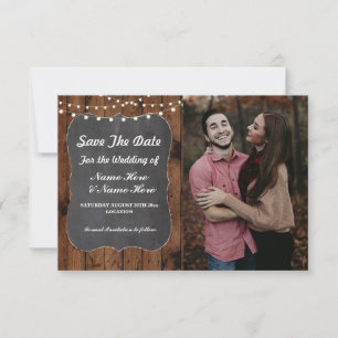Foto Save the Date Rustikales Chalk Wood einladen