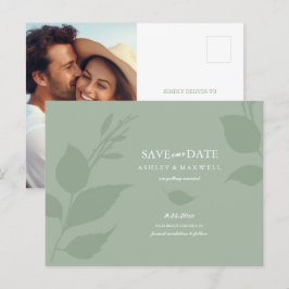 Foto Save the Date Sage Green Ankündigungspostkarte