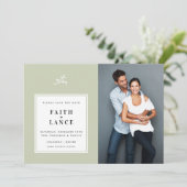 FOTO SAVE THE DATE schlichter Schnürsenkel grün Einladung (Stehend Vorderseite)