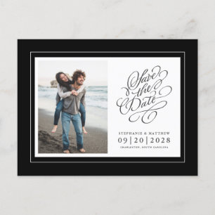 Foto Save The Date Schwarz & Weiß Elegante Hochzei Ankündigungspostkarte