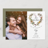 Foto Save the Date Script Floral Heart Garland (Vorne/Hinten)
