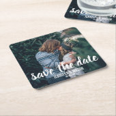 Foto-Save the Date Skript-Handschrift Rechteckiger Pappuntersetzer (angewinkelt)