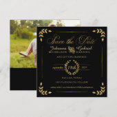 Foto Save the Date, Typografie von Gold Laurel Lea Date (Vorne/Hinten)