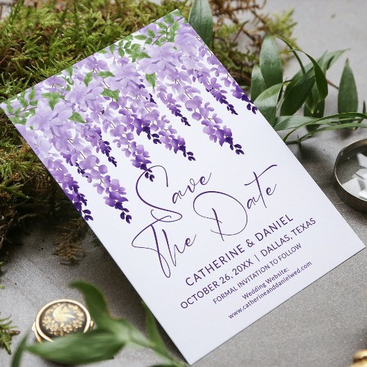 Foto Save the Date Watercolor Wisteria Wedding