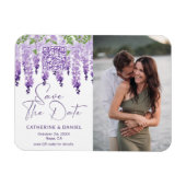 Foto Save the Date Watercolor Wisteria Wedding Magnet (Horizontal)