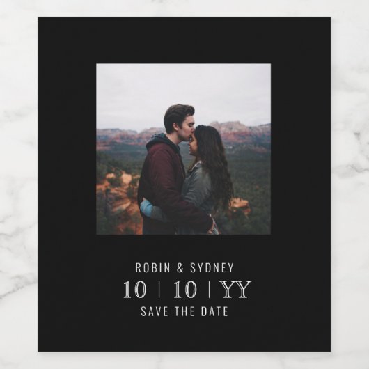 Foto | SAVE THE DATE | Weinetikett | Schwarz (Einzelnes Label)