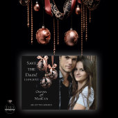 FOTO Save the Date | Winterrosa und Onyx Bauble Dankeskarte