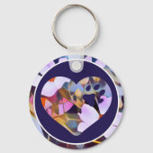 Foto-Schlüsselanhänger mit Namen in Lila und blau Schlüsselanhänger (Rückseite)