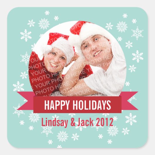 Foto Schnee-Globus Rot Banner Feiertage Aufkleber (Vorderseite)