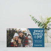 Foto - Schnee lassen - Blau weiß Feiertagskarte (Stehend Vorderseite)