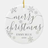 Foto-Schneeflocken Hund meine ersten Weihnachten Keramik Ornament (Hinten)