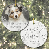 Foto-Schneeflocken Hund meine ersten Weihnachten Keramik Ornament