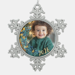 Foto Schneeflocken Zinn-Ornament